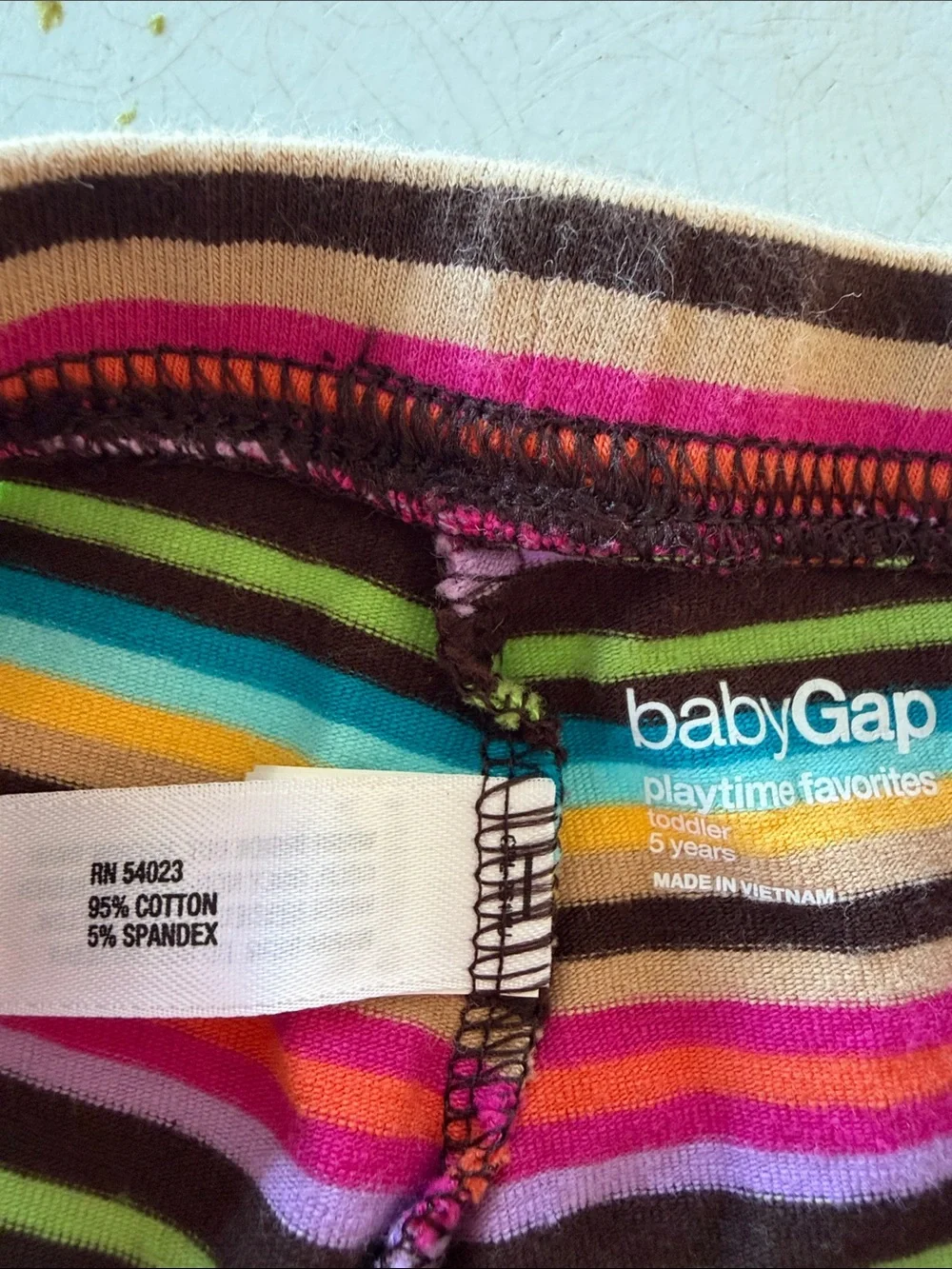 BabyGAP Striped Knit Leggings - Pink, Blue & Yellow
